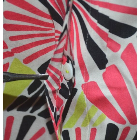 Foxcroft Colorful Button Up Contrast Cuff Blouse Top Plus Size 20W Cotton V-Neck - Picture 5 of 12